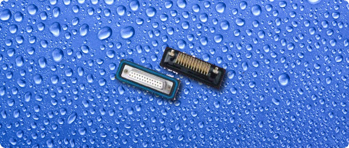 Waterproof D-Sub Female Connector angled PCB type